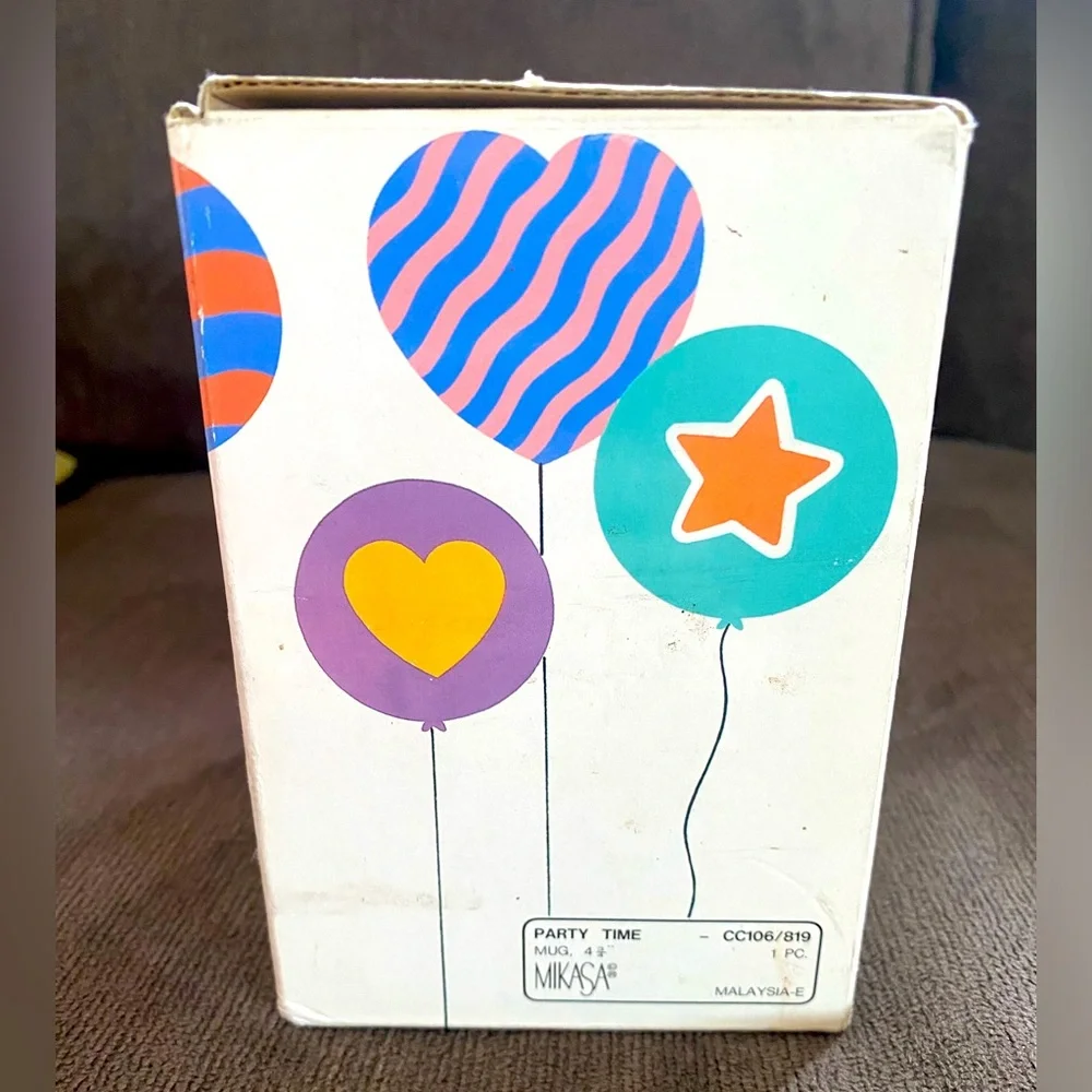 Mikasa Party Time CC106 Mug Vtg 80s Rainbow Balloon Memphis Milano Fine China